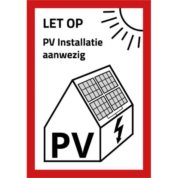 PV Sticker NEN1010 - Medium Formaat 35x50mm - 25 STUKS