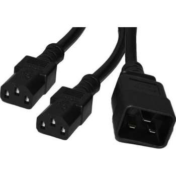 E&T Powercables C20 naar 2x C13 apparaat Y-snoer - 3x 1,00mm / zwart - 1 meter