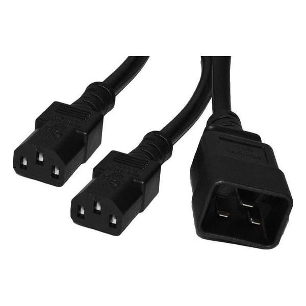 E&T Powercables C20 naar 2x C13 apparaat Y-snoer - 3x 1,00mm / zwart - 1 meter