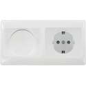 OLYMPIC complete inbouwcombinatie | 230V dimmer + stopcontact met randaarde + 2-voudig afdekraam | polarwit