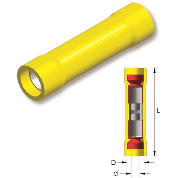 PVC doorverbinder easy entry Geel 100st - Kabelschoen - AMP connector