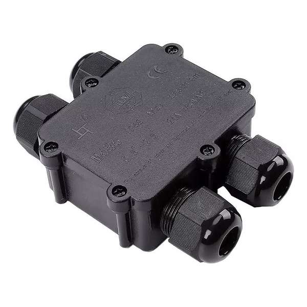 Kabelverbinder - Viron Thermy - Rechte 4-voudig Connector - Waterdicht IP68 - Mat Zwart - BES LED