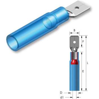 Krimp vlaksteker 6,3x0,8 mm Blauw - 1,5 ~ 2,5 mm² - Kabelschoen - AMP connector