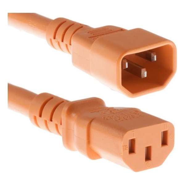 E&T Powercables C13 - C14 voeding verlengkabel - 3x 1,00mm / oranje - 5 meter