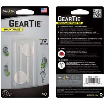 NITE IZE Gear Tie Mountable 2" White - 2 pcs