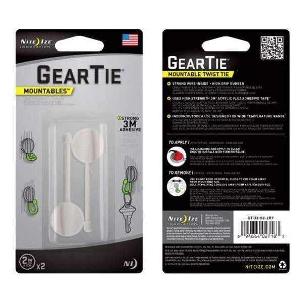 NITE IZE Gear Tie Mountable 2" White - 2 pcs