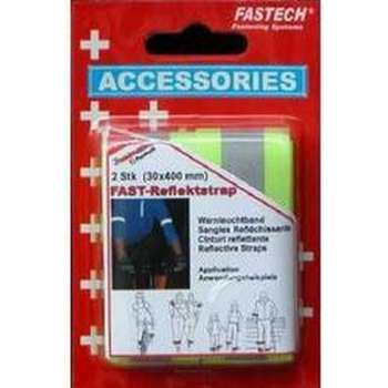 FASTECH® 788-777KC Klittenband Met reflector, Om op te naaien Haak- en lusdeel (l x b) 400 mm x 30 mm Neon-geel 2 stuk(s)