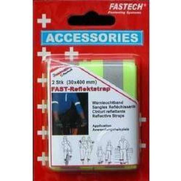 FASTECH® 788-777KC Klittenband Met reflector, Om op te naaien Haak- en lusdeel (l x b) 400 mm x 30 mm Neon-geel 2 stuk(s)