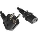 DINIC apparaatsnoer met rechte C13 plug en haakse stekker - 3x 0,75mm / zwart - 1,8 meter