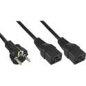 E&T Powercables Apparaat Y-snoer met 2 rechte C19 pluggen en rechte stekker - 3x 1,50mm / zwart - 3 meter