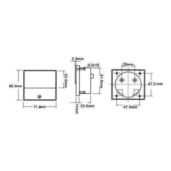 Analoge Paneelmeter Voor Dc Stroommetingen 15A Dc / 70 X 60Mm