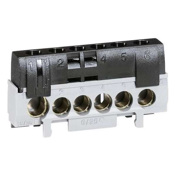 Legrand Klemmenblok 5 terminals voor kabel 6 tot 25 mm2 + 1 terminal voor kabel 10 tot 35 mm2