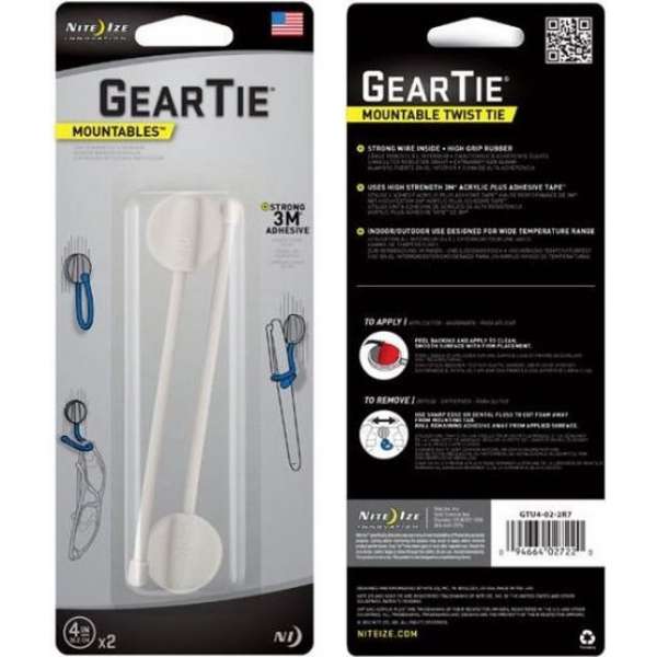 NITE IZE Gear Tie Mountable 4" White - 2 pcs