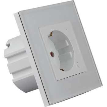 Wandcontactdoos Smart WiFi - Viron Wimo - Inbouw - 1-voudig - Randaarde - Incl. Glazen Afdekraam - Wit