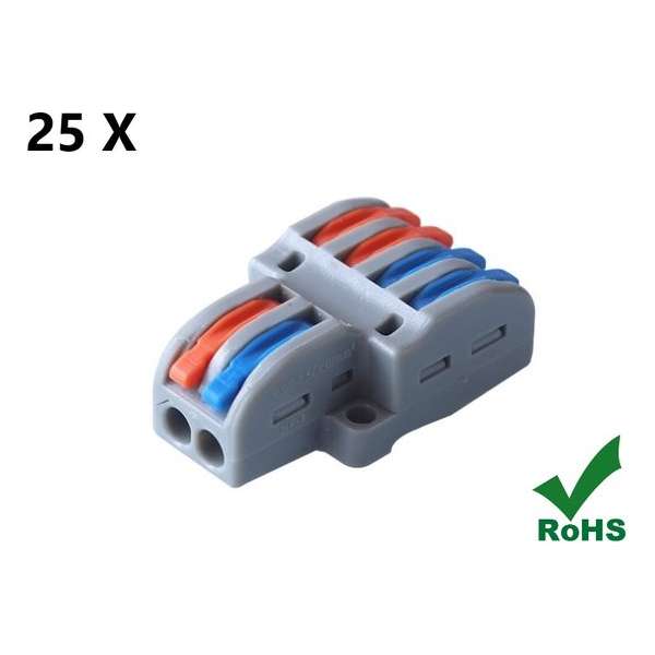 Set van 25 x Lasklem 2 naar 4 -  CONNECTOR 450V/32A 18-12AWG 6*0.08-2.5mm2