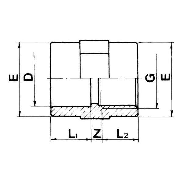 Schroefbus 63 x 2" Lijm x Binnendraad met RVS Ring