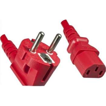 DINIC apparaatsnoer met rechte C13 plug en haakse stekker - 3x 0,75mm / rood - 1,8 meter