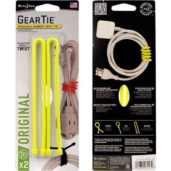 NITE IZE Gear Tie 12" Neon Yellow - 2 pcs