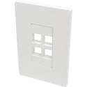 Tripp-Lite N080-104 4-Port Single-Gang Universal Keystone Wallplate, White, TAA TrippLite