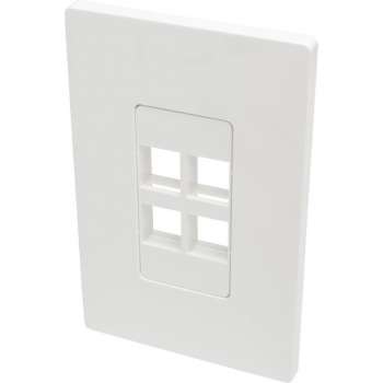 Tripp-Lite N080-104 4-Port Single-Gang Universal Keystone Wallplate, White, TAA TrippLite