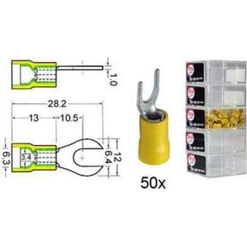 Kabelschoen  vork   6 mm geel 50 stuks
