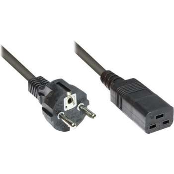 E&T Powercables Apparaatsnoer met rechte C19 plug en haakse stekker - 3x 1,50mm - LSZH / zwart - 2,5 meter