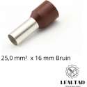 Adereindhuls 25,0 mm² x 16 mm Bruin 100 stuks | Ferrule | Draadhuls | Adereindhulzen | Eindverbinder