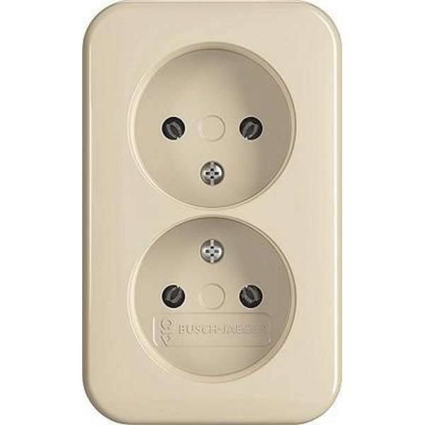 BJ Wandcontactdoos Dubbel 202AP/11 Opbouw Creme