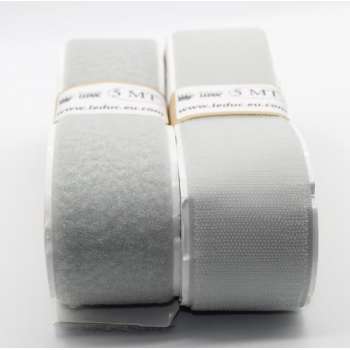 5 METER Zelfklevend Klittenband – Grijze Velcro - 2 x 5 m – 5 cm breed