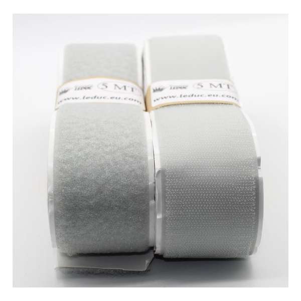 5 METER Zelfklevend Klittenband – Grijze Velcro - 2 x 5 m – 5 cm breed