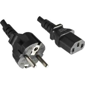 DINIC apparaatsnoer met rechte C13 plug en rechte stekker - 3x 0,75mm / zwart - 1,8 meter