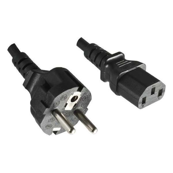 DINIC apparaatsnoer met rechte C13 plug en rechte stekker - 3x 0,75mm / zwart - 1,8 meter