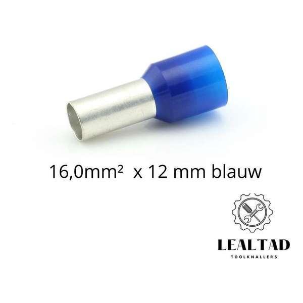 Adereindhuls 16,0x12 mm blauw 100 stuks | Ferrule | Draadhuls | Adereindhulzen | Eindverbinder