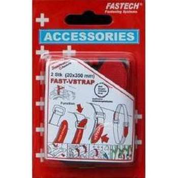 FASTECH® 687-330 Klittenband Met riem Haak- en lusdeel (l x b) 350 mm x 20 mm Zwart, Rood 2 stuk(s)