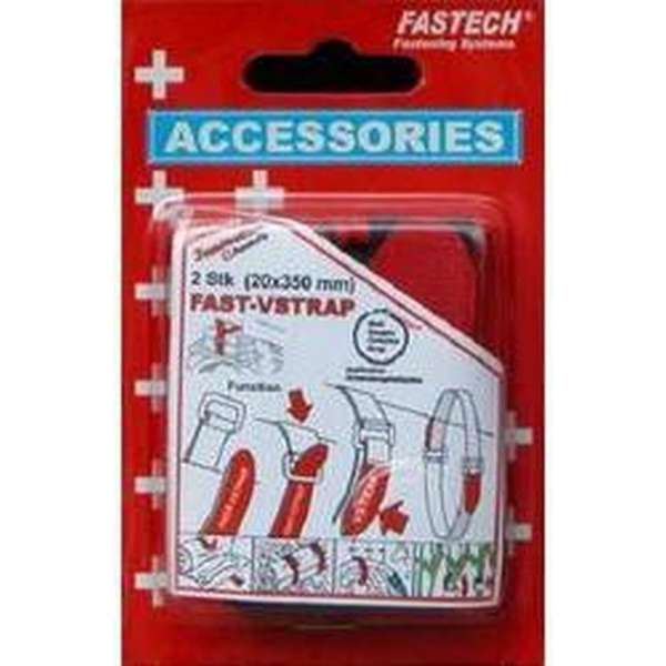 FASTECH® 687-330 Klittenband Met riem Haak- en lusdeel (l x b) 350 mm x 20 mm Zwart, Rood 2 stuk(s)