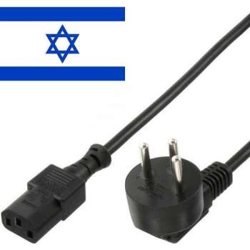 InLine Apparaatsnoer met rechte C13 plug en haakse type H stekker (Israël) - 3x 0,75mm / zwart - 1,8 meter