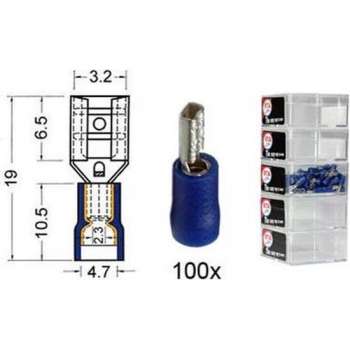 Kabelschoen schuif vrouwelijk  2.8 mm blauw 100 stuks