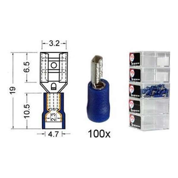 Kabelschoen schuif vrouwelijk  2.8 mm blauw 100 stuks