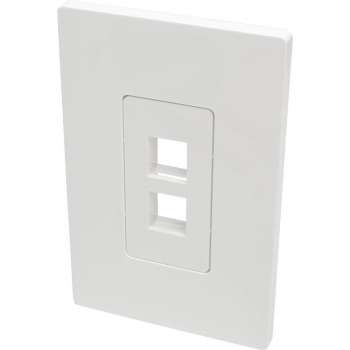 Tripp-Lite N080-102 2-Port Single-Gang Universal Keystone Wallplate, White, TAA TrippLite