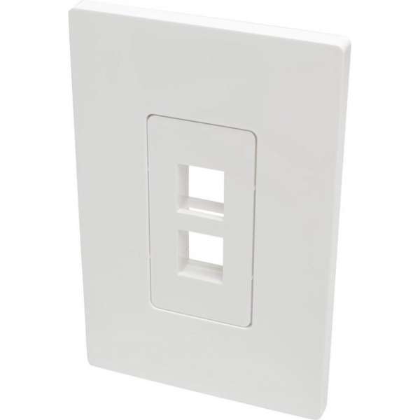 Tripp-Lite N080-102 2-Port Single-Gang Universal Keystone Wallplate, White, TAA TrippLite