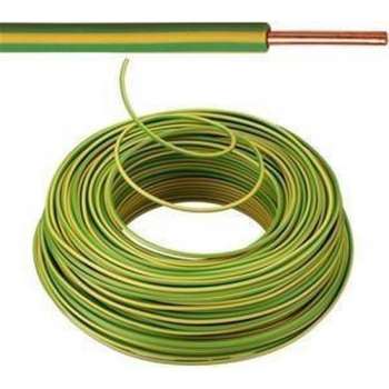 VOB draad / VD draad 2,5 mm² Eca - geel/groen (H07V-U) - rol 100 meter