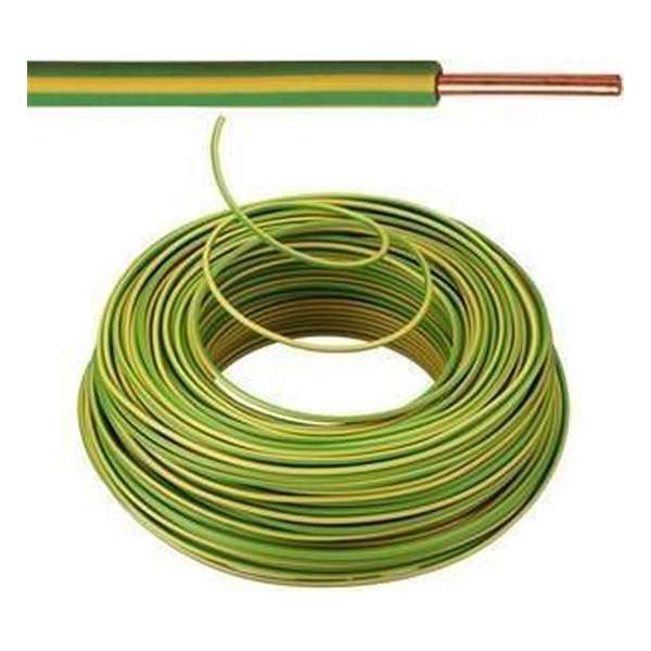 VOB draad / VD draad 2,5 mm² Eca - geel/groen (H07V-U) - rol 100 meter