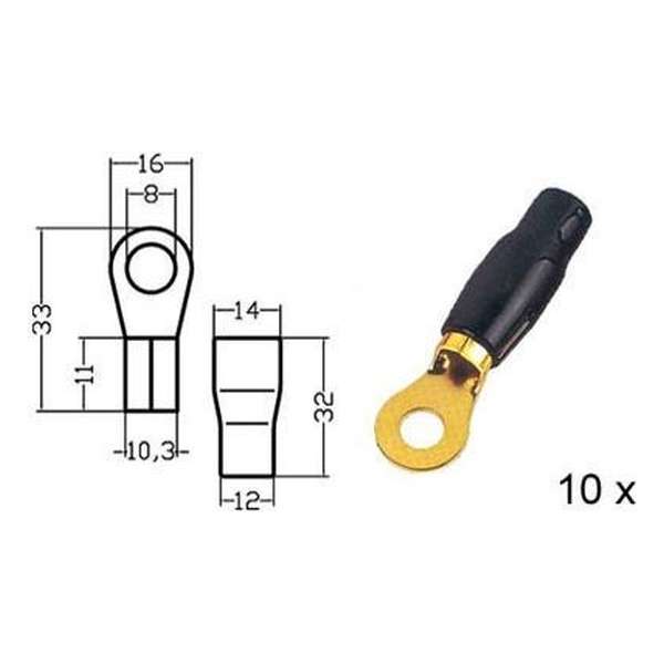 Kabelschoen   ring    verguld  zwart 35mmÂ² ring diam 8mm