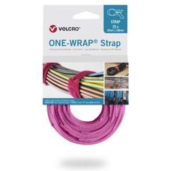 One-wrap Strap 20 mm x 200 mm. Roze. Klittenband (098.0609)