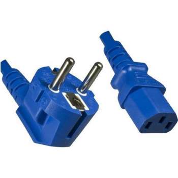 DINIC apparaatsnoer met rechte C13 plug en haakse stekker - 3x 0,75mm / blauw - 1,8 meter