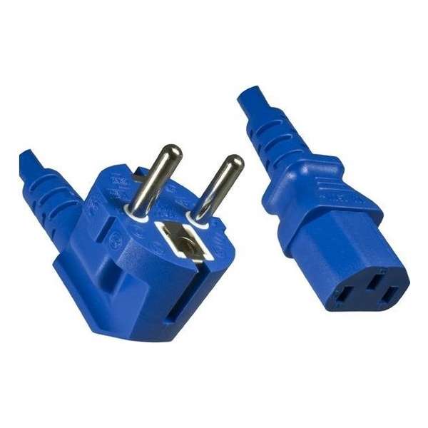 DINIC apparaatsnoer met rechte C13 plug en haakse stekker - 3x 0,75mm / blauw - 1,8 meter