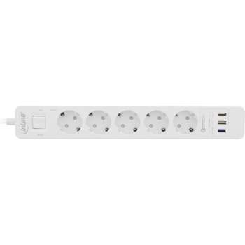 InLine stekkerdoos met 5 contacten en 3x USB - Quick Charge 3.0 / wit - 1,5 meter