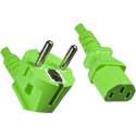 DINIC apparaatsnoer met rechte C13 plug en haakse stekker - 3x 0,75mm / groen - 1,8 meter