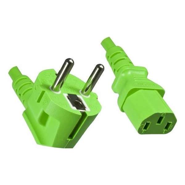 DINIC apparaatsnoer met rechte C13 plug en haakse stekker - 3x 0,75mm / groen - 1,8 meter