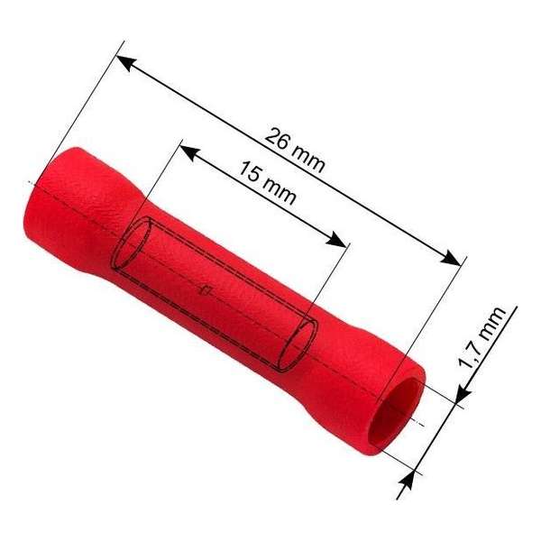 Doorverbinder Rood - Gat diameter 1.7 mm - 100 Stuks